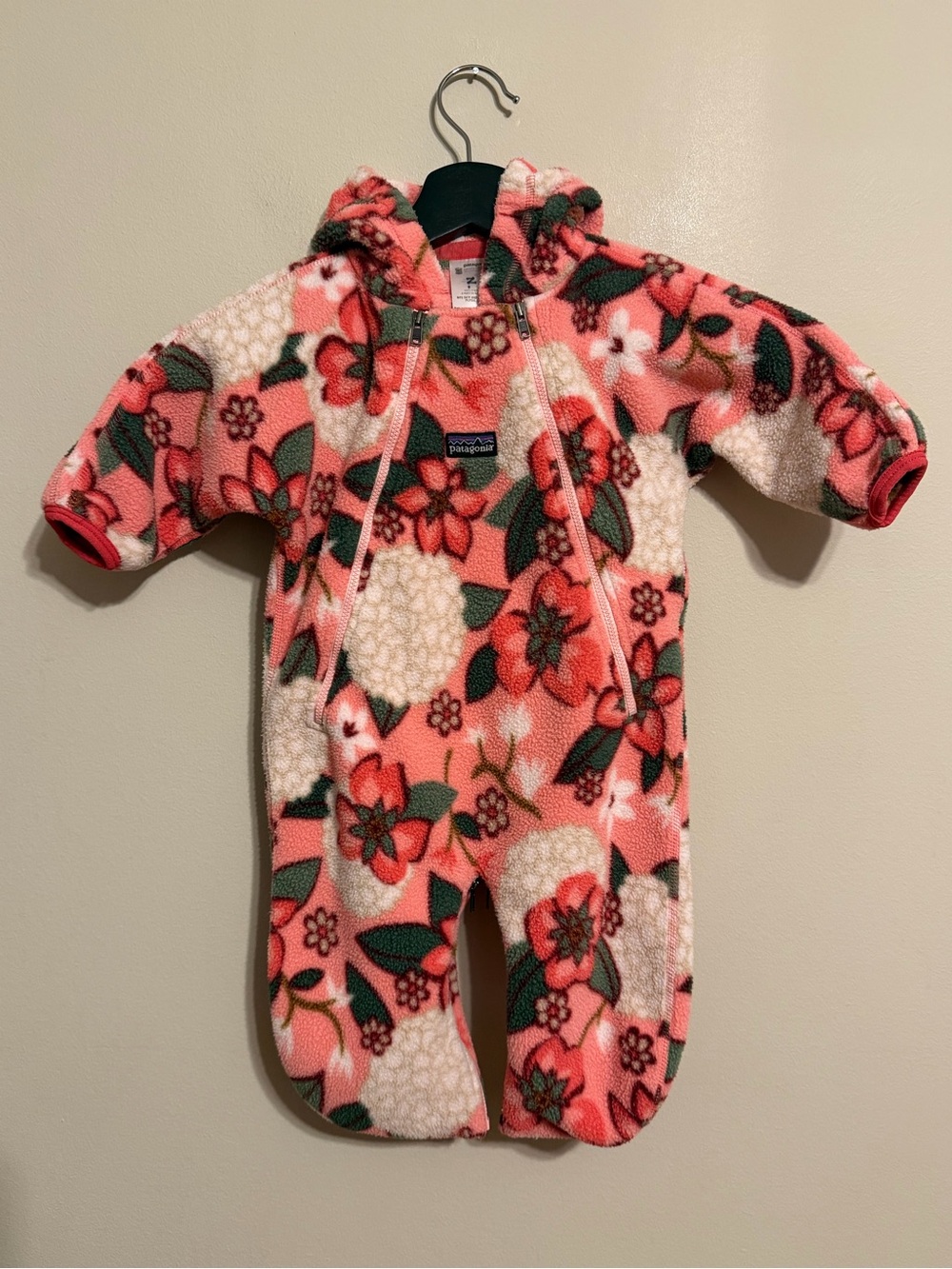 Patagonia Infant Synchilla Fleece Bunting Snowsuit Pink Floral Baby 6M